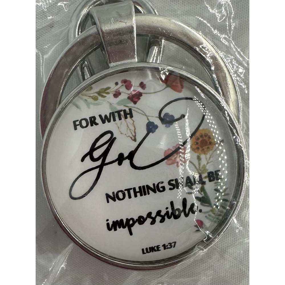 Ladies Inspiration Religious Christian Jewelry Bible Luke 1:37 Keychain